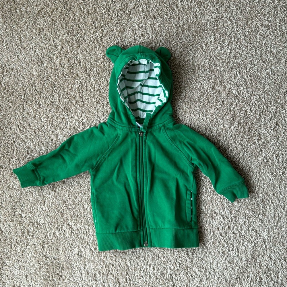 Hanna Andersson Zip Front Teddy Bear Ear Jacket 6-12 months